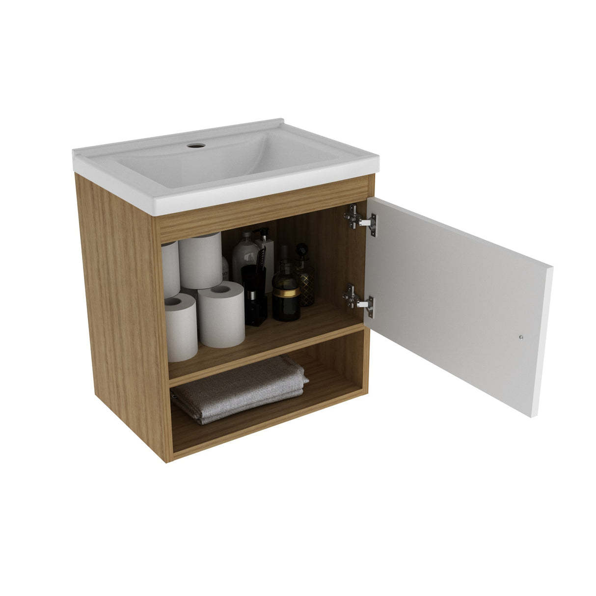 Mueble para Lavamanos Linz Almendra y Blanco 44.3x45cm Individual Flotante con Lavamanos Integrado