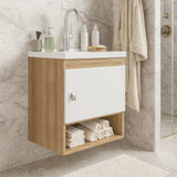 Mueble para Lavamanos Linz Almendra y Blanco 44.3x45cm Individual Flotante con Lavamanos Integrado