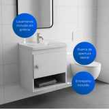 Mueble para Lavamanos Linz Blanco 44.3x45cm Individual Flotante con Lavamanos Integrado