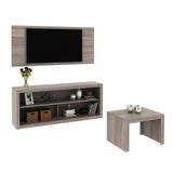 Combo Panel de TV Living Gris 136x60cm para TV Hasta 42" Pulgadas con Tres Compartimientos