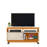 Mesa para TV Art Canela y Blanco 121x61cm para TV Hasta 50" Pulgadas con Dos Compartimientos y con Dos Cajones