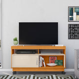 Mesa para TV Art Canela y Blanco 121x61cm para TV Hasta 50" Pulgadas con Dos Compartimientos y con Dos Cajones