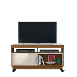 Mesa para TV Art Marrón y Blanco 121x61cm para TV Hasta 50" Pulgadas con Dos Compartimientos y con Dos Cajones