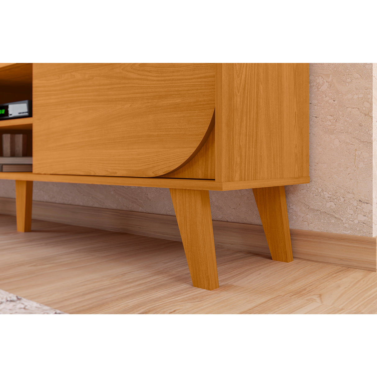 Combo Mueble y Panel de TV Juna Canela 182x98.5cm para TV Hasta 65" Pulgadas con Dos Compartimientos y con Dos Cajones