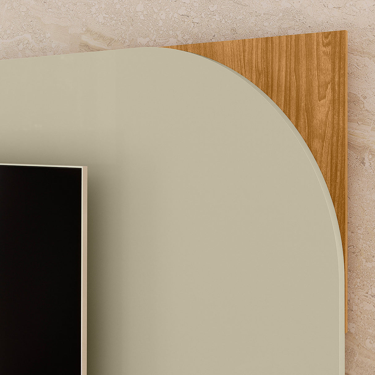 Combo Mueble y Panel de TV Juna Almendra y Blanco 182x98.5cm para TV Hasta 65" Pulgadas con Dos Compartimientos y con Dos Cajones