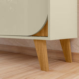 Combo Mueble y Panel de TV Juna Almendra y Blanco 182x98.5cm para TV Hasta 65" Pulgadas con Dos Compartimientos y con Dos Cajones