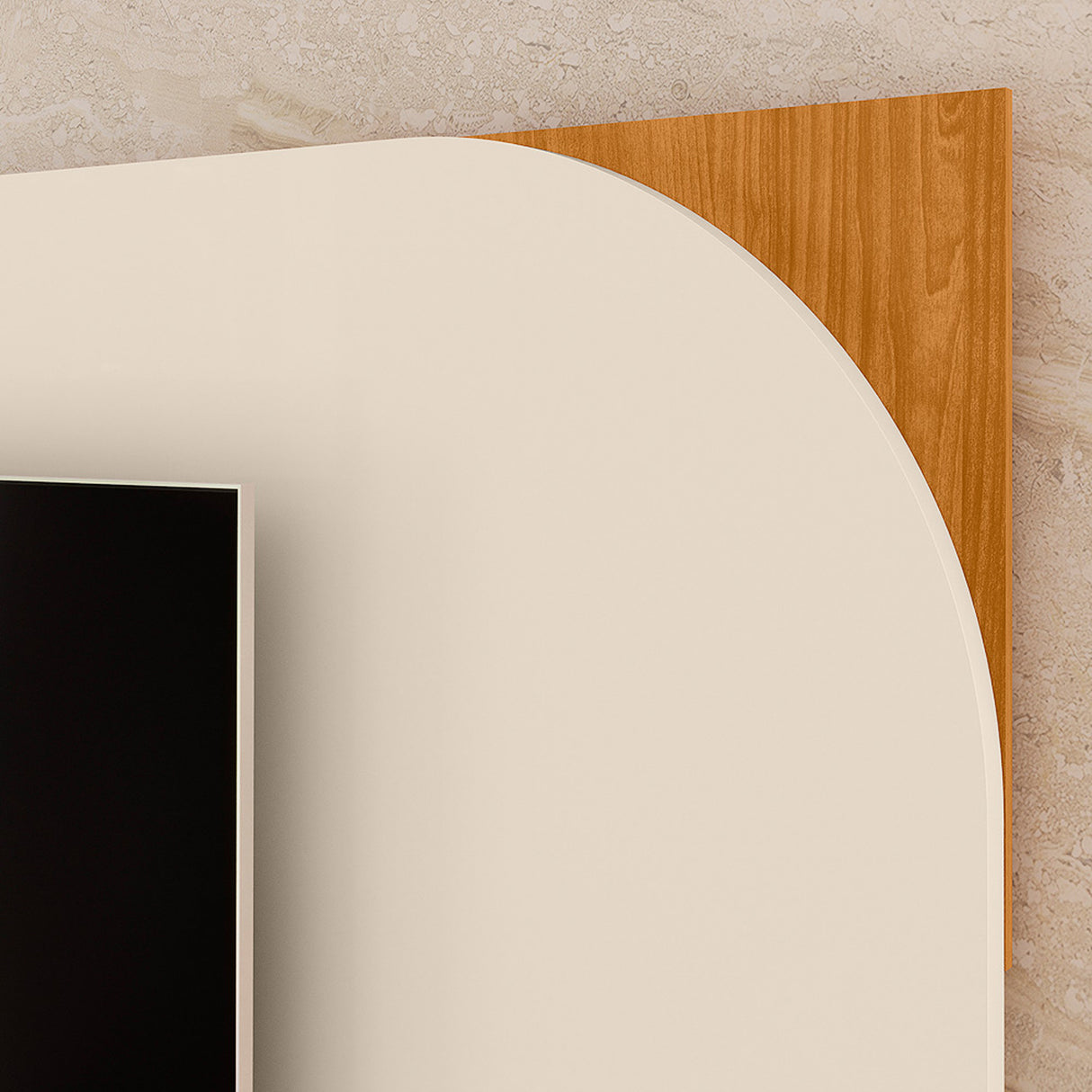 Combo Mueble y Panel de TV Juna Canela y Blanco 182x98.5cm para TV Hasta 65" Pulgadas con Dos Compartimientos y con Dos Cajones