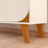 Combo Mueble y Panel de TV Juna Canela y Blanco 182x98.5cm para TV Hasta 65" Pulgadas con Dos Compartimientos y con Dos Cajones