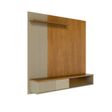 Panel de TV Aura Almendra y Blanco 160.5x162cm para TV Hasta 65" Pulgadas con Dos Compartimientos
