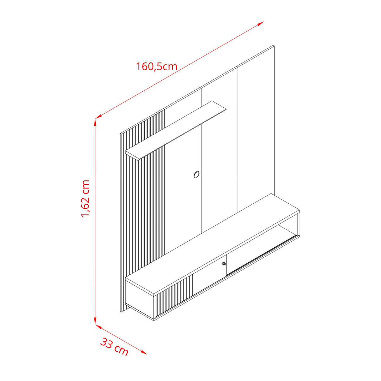 Panel de TV Aura Almendra y Blanco 160.5x162cm para TV Hasta 65" Pulgadas con Dos Compartimientos