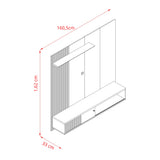 Panel de TV Aura Almendra y Blanco 160.5x162cm para TV Hasta 65" Pulgadas con Dos Compartimientos