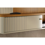 Panel de TV Aura Almendra y Blanco 160.5x162cm para TV Hasta 65" Pulgadas con Dos Compartimientos