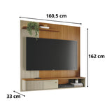 Panel de TV Aura Almendra y Blanco 160.5x162cm para TV Hasta 65" Pulgadas con Dos Compartimientos