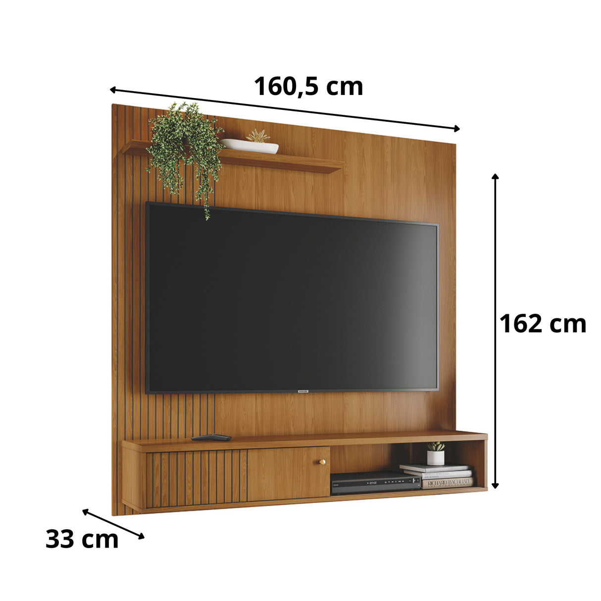 Panel de TV Aura Almendra 160.5x162cm para TV Hasta 65" Pulgadas con Dos Compartimientos