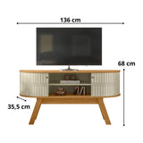 Mesa para TV Atlas Almendra y Blanco 136x68cm para TV Hasta 55" Pulgadas con Dos Compartimientos y con Dos Cajones
