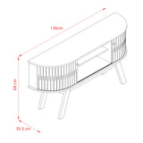 Mesa para TV Atlas Almendra y Blanco 136x68cm para TV Hasta 55" Pulgadas con Dos Compartimientos y con Dos Cajones