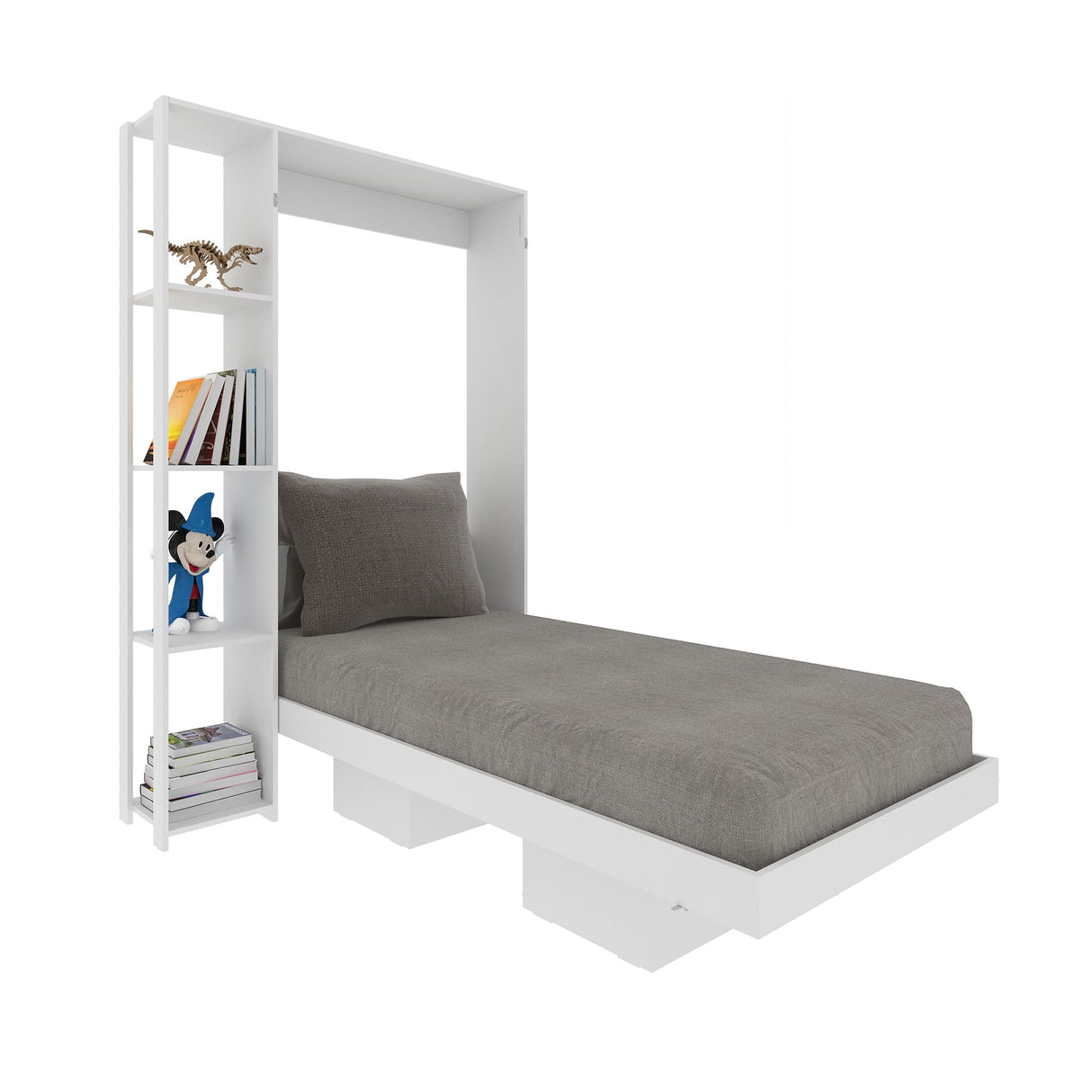 Cama Japón Blanco 90.5x35.5cm para Colchon Sencillo 90 X 190 Cm y con Almacenamiento