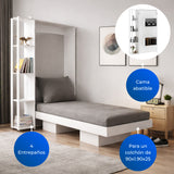 Cama Japón Blanco 90.5x35.5cm para Colchon Sencillo 90 X 190 Cm y con Almacenamiento
