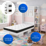 Combo Base Cama y Colchón Japón Blanco 90.5x35.5cm y con Almacenamiento