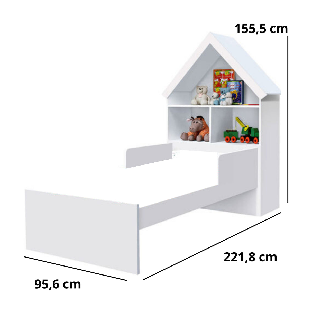 Combo Base Cama y Colchoneta Ariel Blanco 108x160cm con Cabecero y con Almacenamiento