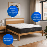 Combo Base Cama y Colchón Kaia Almendra 148.6x93cm para Colchon Doble 140 X 190 Cm