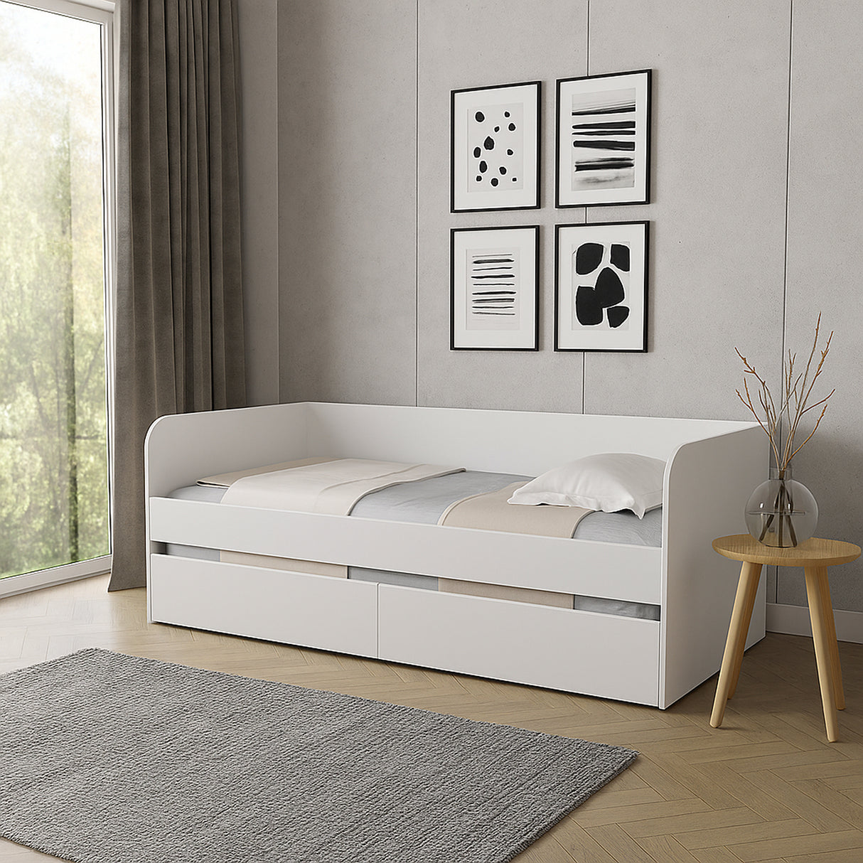 Cama Transformable Atlanta Blanco 193x68cm para Colchon Sencillo 90 X 190 Cm