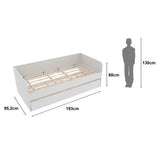 Cama Transformable Atlanta Blanco 193x68cm para Colchon Sencillo 90 X 190 Cm