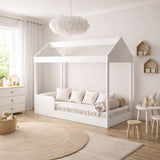 Cama Montessoriana Blanco 90x133cm para Colchon Sencillo 90 X 190 Cm