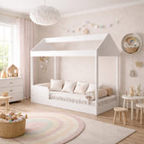 Cama Montessoriana Blanco 90x133cm para Colchon Sencillo 90 X 190 Cm