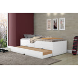 Cama Mar Blanco 95x60cm para Colchon Sencillo 90 X 190 Cm con Cabecero y con Almacenamiento