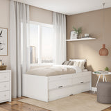 Cama Mar Blanco 95x60cm para Colchon Sencillo 90 X 190 Cm con Cabecero y con Almacenamiento