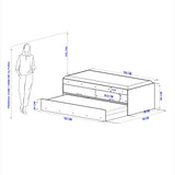 Cama Mar Blanco 95x60cm para Colchon Sencillo 90 X 190 Cm con Cabecero y con Almacenamiento