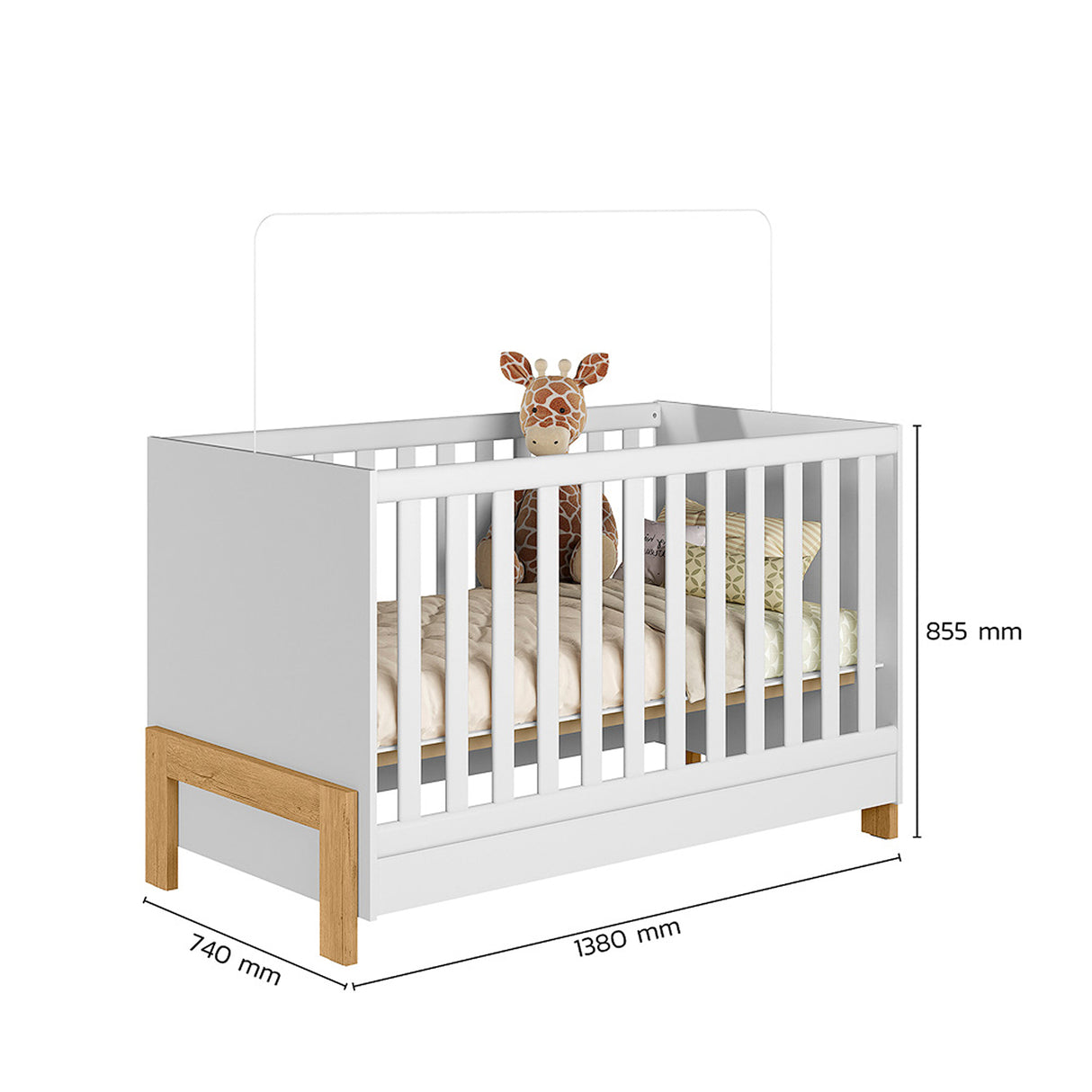 Cuna Fantasia Blanco y Almendra 74x85.5cm para Colchon Infantil 70 X 130 Cm