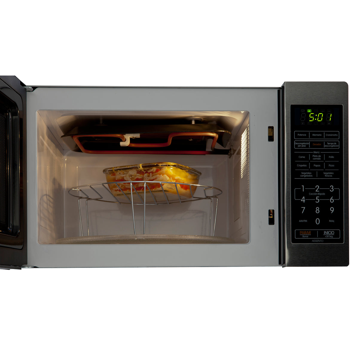 Horno Microondas Haceb Inox 43.6x30.6cm de 31 Litros con 14 Funciones