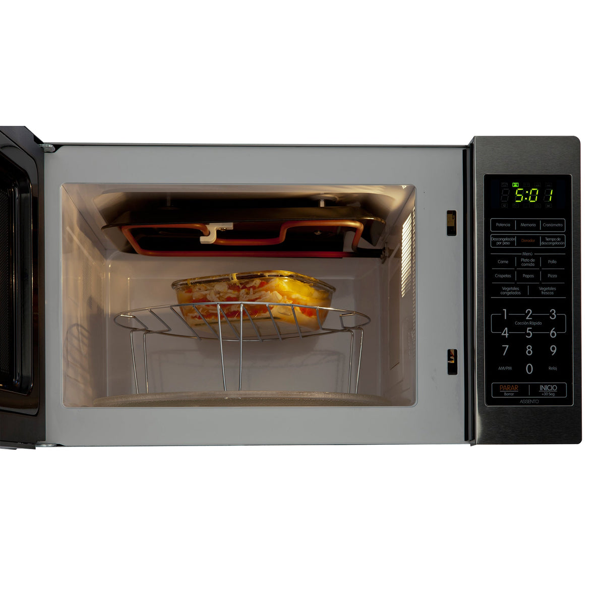 Horno Microondas Haceb Inox 43.6x30.6cm de 31 Litros con 14 Funciones