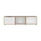 Rack de TV Dorne Fresno Europeo y Blanco 162x41.1cm para TV Hasta 65" Pulgadas con Tres Compartimientos