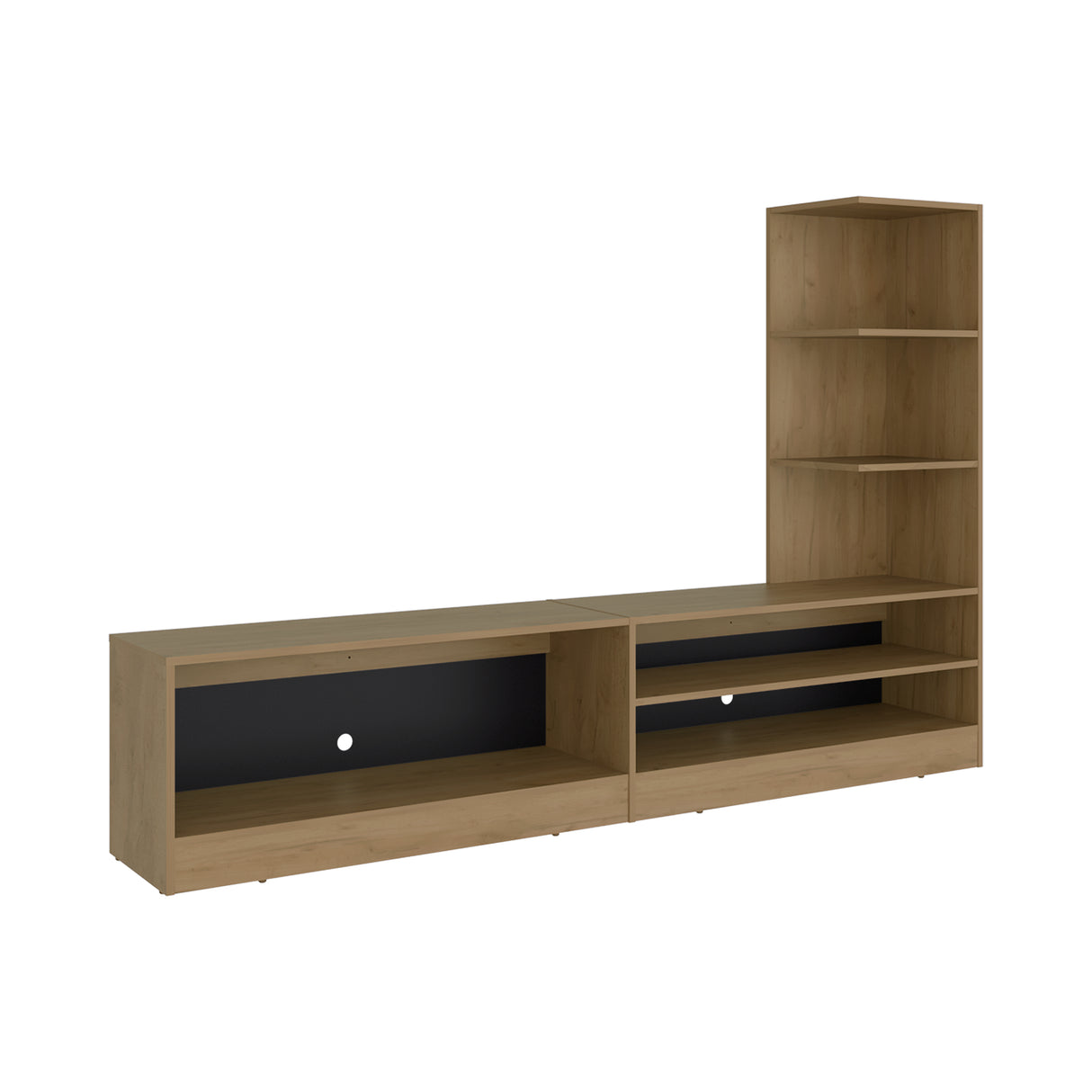 Centro de Entretenimiento Delmar Fresno Europeo 200x134cm para TV Hasta 65" Pulgadas con Tres Compartimientos
