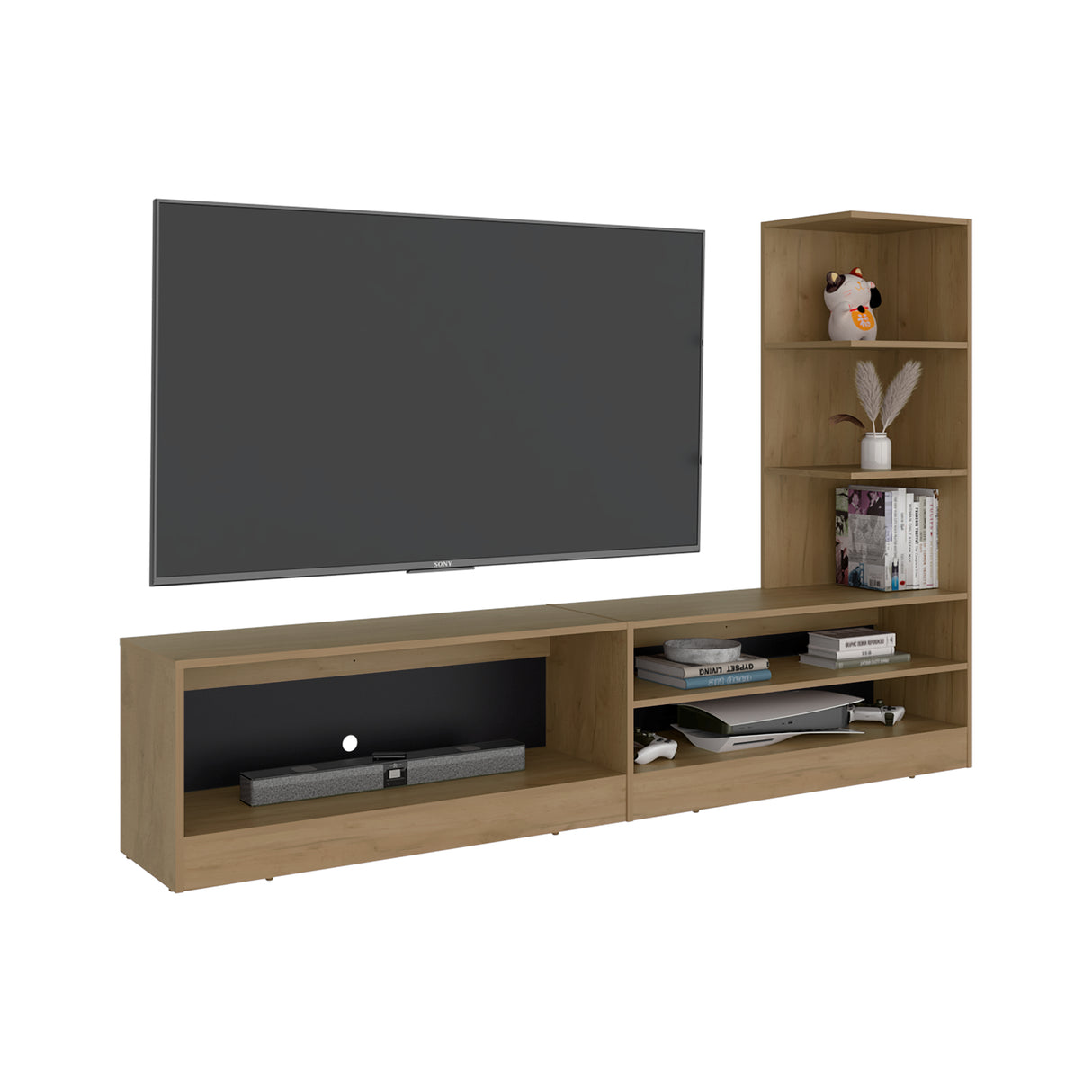 Centro de Entretenimiento Delmar Fresno Europeo 200x134cm para TV Hasta 65" Pulgadas con Tres Compartimientos