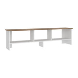 Rack de TV Belga Blanco y Fresno Europeo 160x41.8cm para TV Hasta 65" Pulgadas con Tres Compartimientos