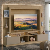 Centro de Entretenimiento Berlin Castaño 213x171cm para TV Hasta 60" Pulgadas con Cuatro Compartimientos