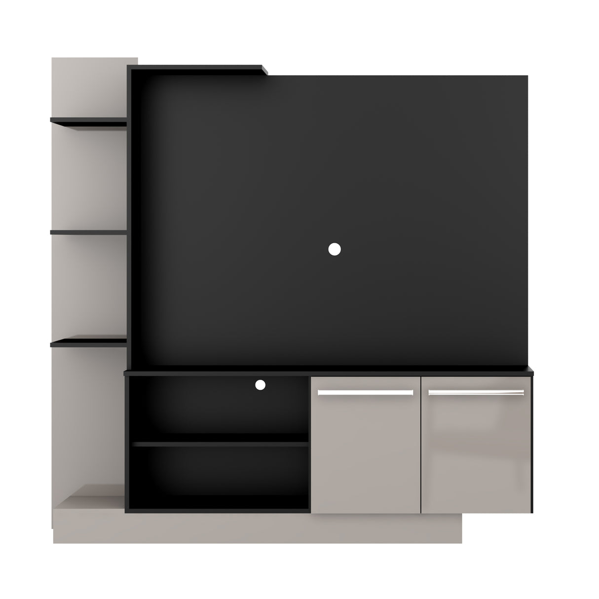 Centro de Entretenimiento Colon Negro 165x164cm para TV Hasta 50" Pulgadas con Tres Compartimientos
