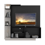 Centro de Entretenimiento Colon Negro 165x164cm para TV Hasta 50" Pulgadas con Tres Compartimientos