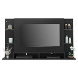 Panel de TV Braga Negro 191x108cm para TV Hasta 55" Pulgadas con Dos Compartimientos