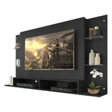Panel de TV Braga Negro 191x108cm para TV Hasta 55" Pulgadas con Dos Compartimientos