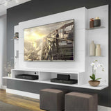Panel de TV Braga Blanco 191x108cm para TV Hasta 55" Pulgadas con Dos Compartimientos