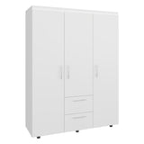 Closet Baru Blanco 135x180cm con Tres Puertas y con Dos Cajones