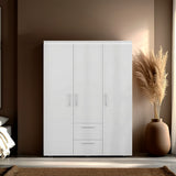 Closet Baru Blanco 135x180cm con Tres Puertas y con Dos Cajones