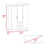 Closet Baru Blanco 135x180cm con Tres Puertas y con Dos Cajones