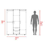 Closet Baru Wengue 135x180cm con Tres Puertas y con Dos Cajones