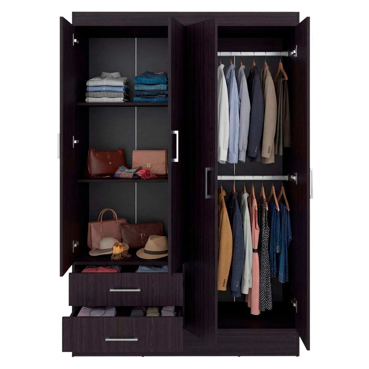 Closet Sarani Wengue 119.8x182cm con Cuatro Puertas y con Dos Cajones